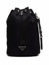 Triangle Logo Re-Nylon Bucket Bag Black - PRADA - BALAAN 3