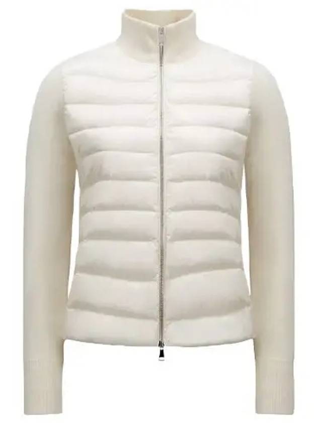 Logo Patch Knit Down Mix Zip-up Ivory Women's Jacket 9B00025 M1131 030 - MONCLER - BALAAN 1