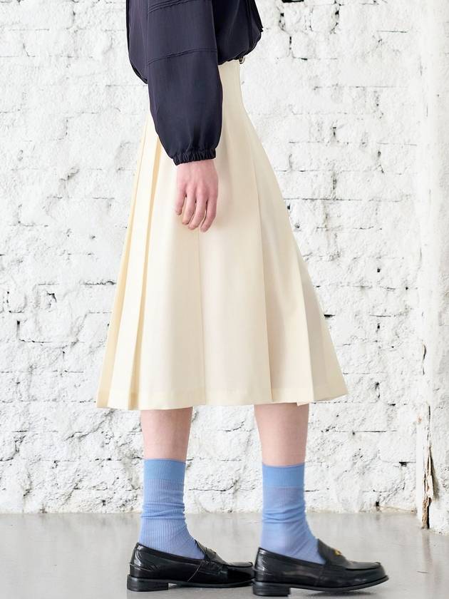 Belt Pleated Skirt Cream - MITTE - BALAAN 4