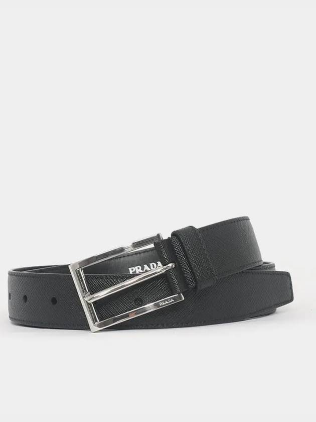 Saffiano Polished Buckle Belt Black - PRADA - BALAAN 3