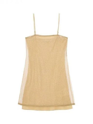 Clear Beads Hotfix Slip Dress Beige 270887 - ALEXANDER WANG - BALAAN 1