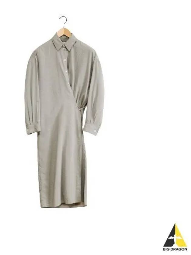 Straight Collar Twisted Dry Silk Midi Dress Light Misty Grey - LEMAIRE - BALAAN 2