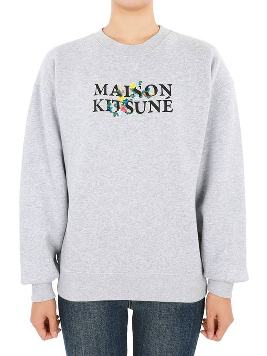 Flowers Comfort Sweatshirt Light Grey Melange - MAISON KITSUNE - BALAAN 2