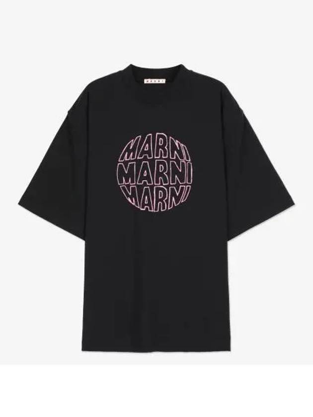 Circular Logo Short Sleeve T-Shirt Black - MARNI - BALAAN 2