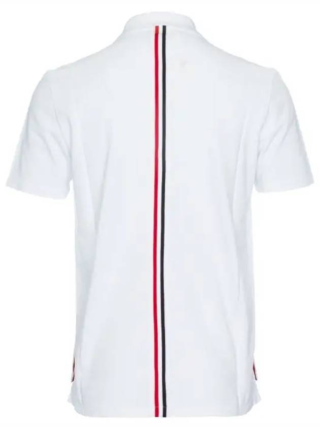 Men's Cotton Pique Center Bag Striped Short Sleeve Polo Shirt White - THOM BROWNE - BALAAN 8