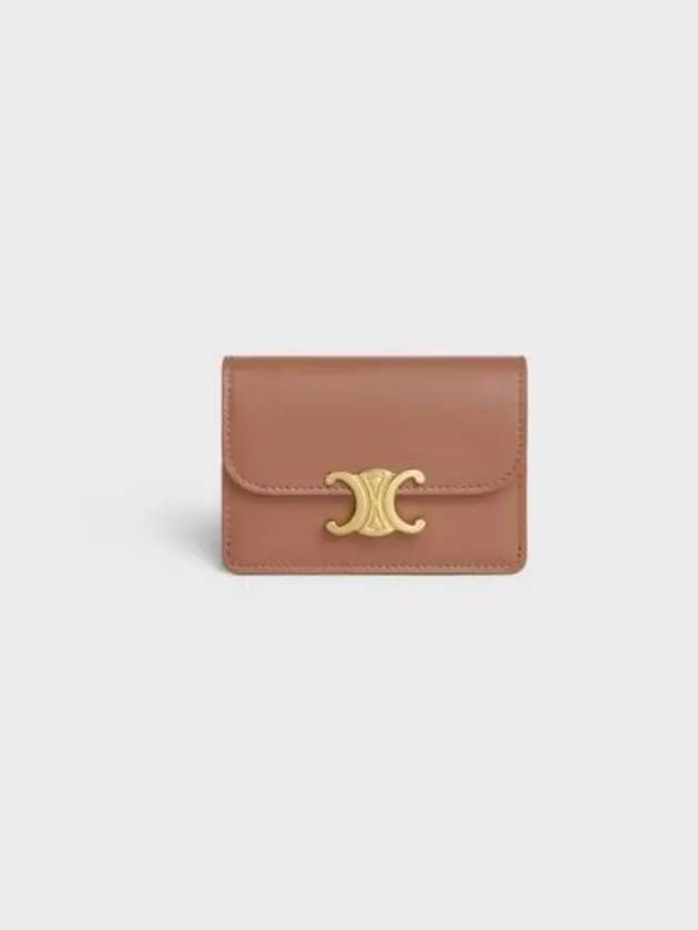 Triomphe Shiny Calfskin Flap Card Wallet Brown - CELINE - BALAAN 2