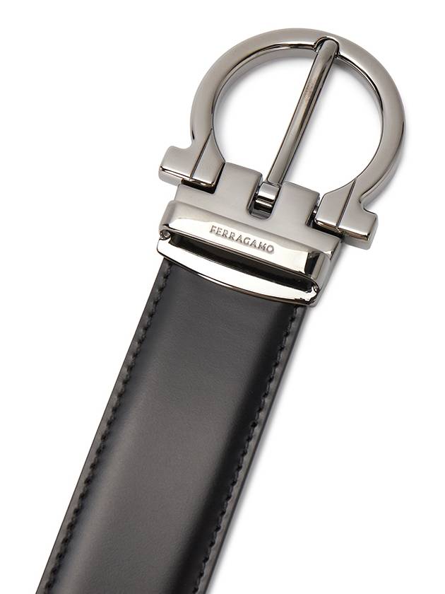 Gancini Reversible Leather Belt Black - SALVATORE FERRAGAMO - BALAAN 7