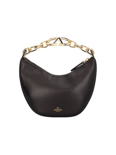 V Logo Zip-Up Small Tote Bag Black - VALENTINO - BALAAN 1