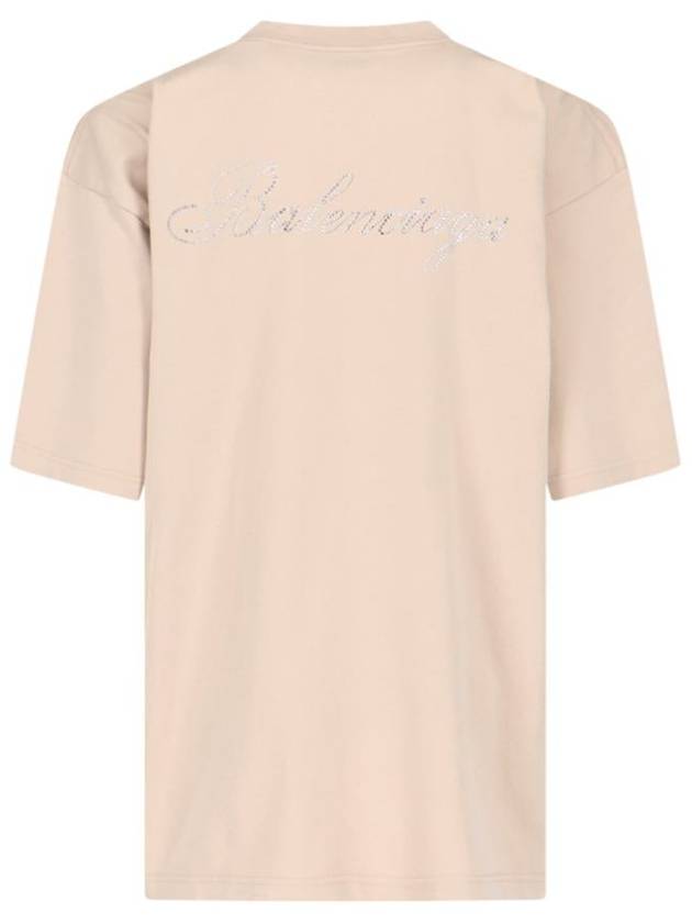 Logo Print Short Sleeve T-Shirt Beige - BALENCIAGA - BALAAN 3