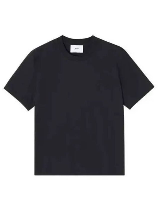 Tone On Tone Heart Logo Organic Cotton Short Sleeve T-Shirt Black - AMI - BALAAN 2