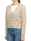 Embroidered Heart Logo Cashmere Cardigan Champagne - AMI - BALAAN 3