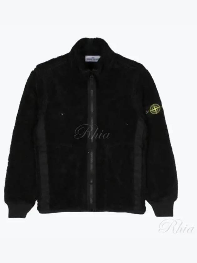 Kids Garment Dyed Cotton Polyester Terry Zip Up Jacket Black - STONE ISLAND - BALAAN 2