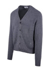 Heart Logo V Neck Cashmere Cardigan Heather Grey - AMI - BALAAN 3