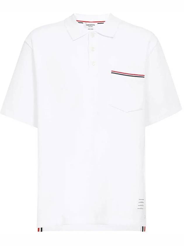 RWB Pocket Interlock Cotton Short Sleeve Polo Shirt White - THOM BROWNE - BALAAN 3