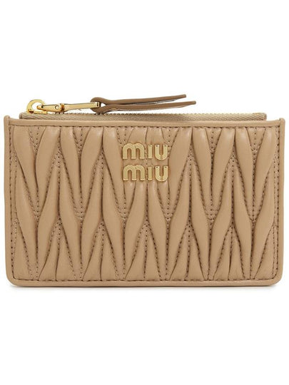 Matelasse Leather Envelope Card Wallet Beige - MIU MIU - BALAAN 2