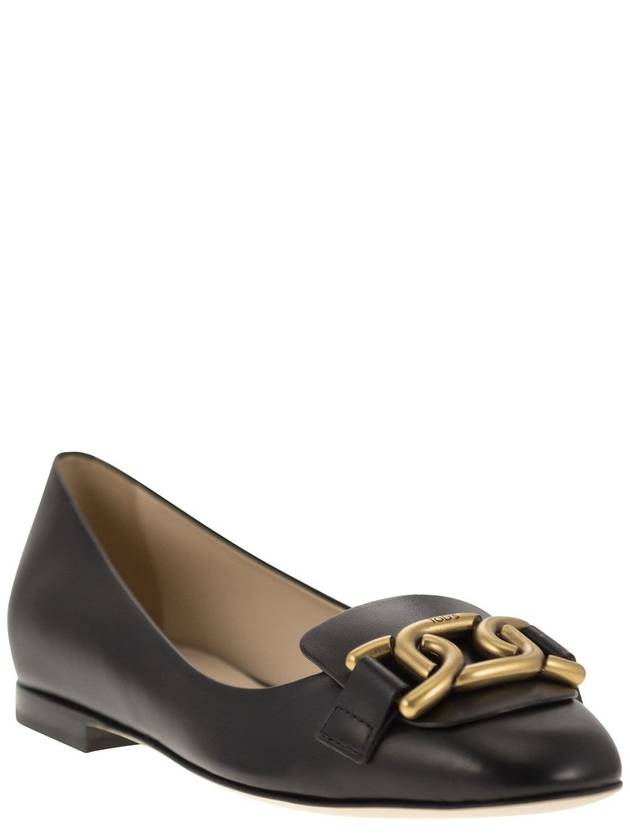 Kate Leather Ballerina Black - TOD'S - BALAAN 3