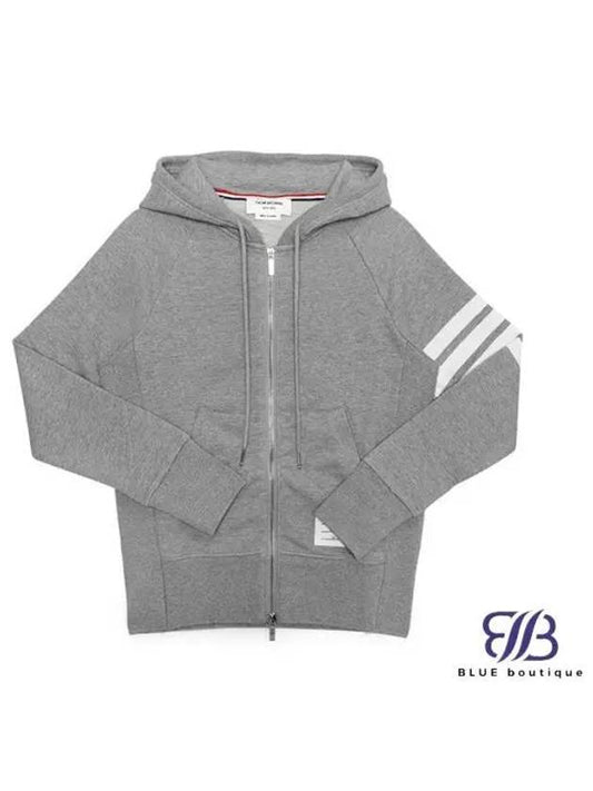 Engineered 4 Bar Diagonal Zip Up Hoodie Light Grey - THOM BROWNE - BALAAN 2