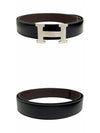 H Buckle 32MM Reversible Leather Belt Chocolate Black - HERMES - BALAAN.
