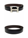 H Buckle 32MM Reversible Leather Belt Chocolate Black - HERMES - BALAAN 5