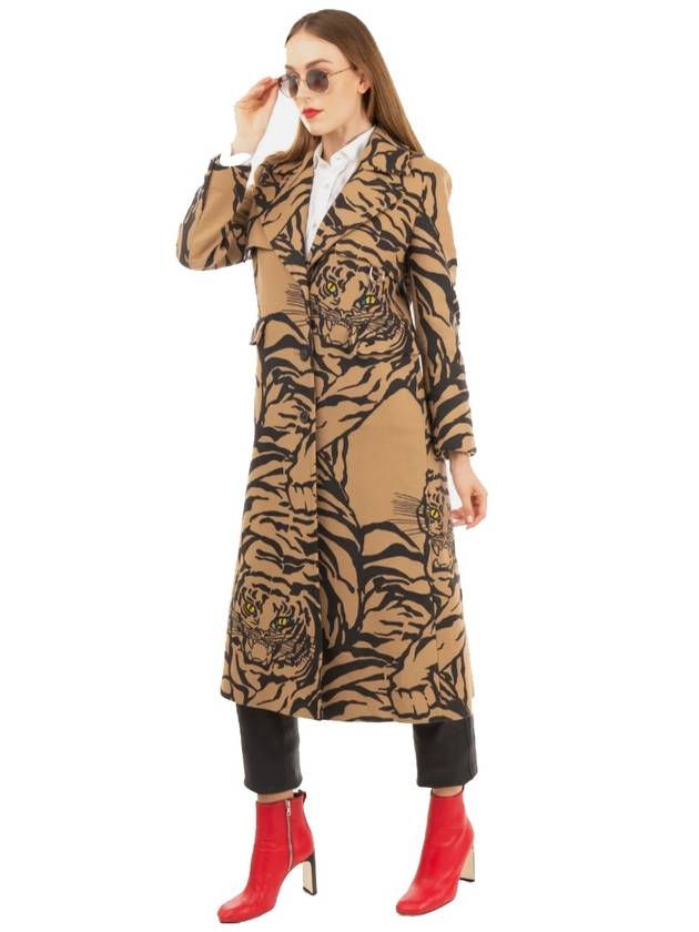 Angora wool size S Tiger 1967 collection tiger motif tiger design women's trench coat - VALENTINO - BALAAN 5
