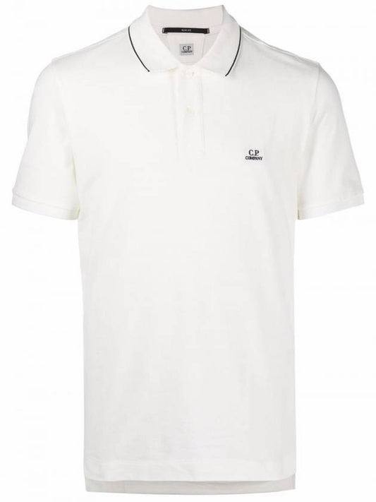 Men's Logo Short Sleeve Polo Shirt White - CP COMPANY - BALAAN 1