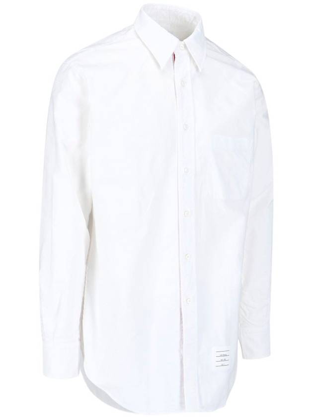 Men's Logo Patch Classic Cotton Long-Sleeve Shirt White - THOM BROWNE - BALAAN 2