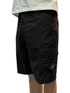 Men's Logo Patch Cargo Shorts Black - STONE ISLAND - BALAAN 2