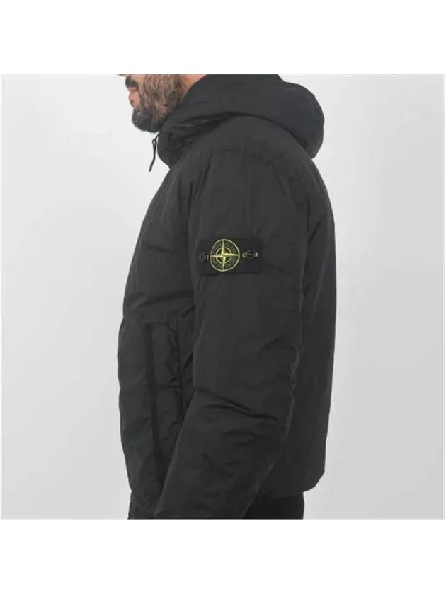 Men's Garment Dyed Crinkle Reps Recycled Nylon Primaloft TC Hooded Jacket Black - STONE ISLAND - BALAAN 4