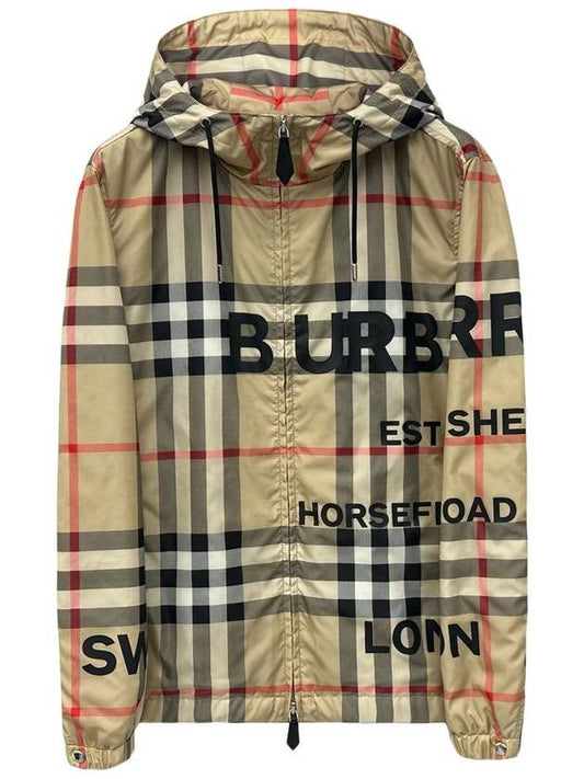 Men's Horseferry Print Check Hoodie Zip-up Beige - BURBERRY - BALAAN 2