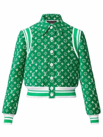 Women's Monogram Toweling Bomber Jacket Green 1AA9F1 - LOUIS VUITTON - BALAAN 1