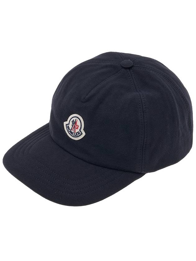 Fleece Logo Patch Cotton Baseball Ball Cap Navy - MONCLER - BALAAN 11