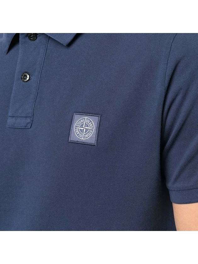 Men's Logo Patch Cotton Short Sleeve Polo Shirt Dark Blue - STONE ISLAND - BALAAN 4