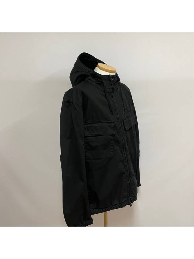 Cotton Twill Stretch Hooded Jacket Black - STONE ISLAND - BALAAN 4