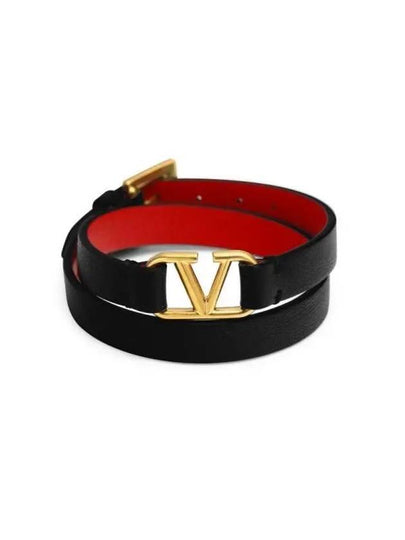 Valentino 3W2J0C31 ZXL 0SM J0C31 Garavani V logo wrap around leather bracelet - RED VALENTINO - BALAAN 2