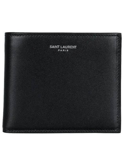 Smooth Leather Classic Logo Half Wallet Black - SAINT LAURENT - BALAAN 2