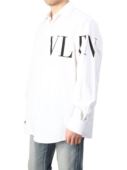 Side VLTN Printed Cotton Long-Sleeved Shirt White - VALENTINO - BALAAN 2