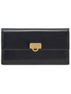 Gancini Flip Lock Leather Long Wallet Black - SALVATORE FERRAGAMO - BALAAN 1