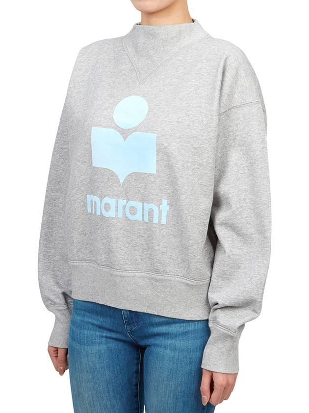 Moby Logo Print Sweatshirt Grey Ice Blue - ISABEL MARANT ETOILE - BALAAN 3