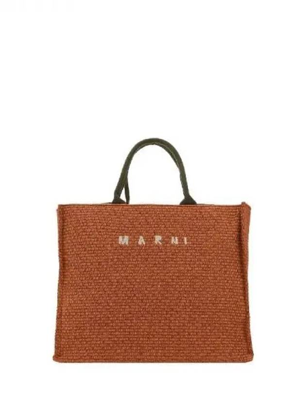 Logo embroidered raffia effect tote bag 270804 - MARNI - BALAAN 1