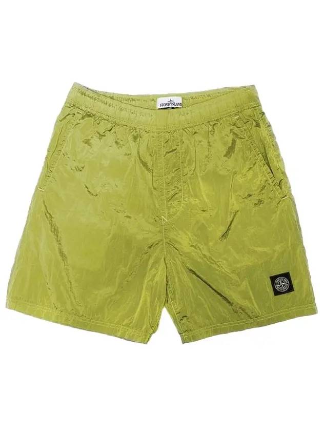 Men's Logo Patch Nylon Metal Swim Shorts Yellow - STONE ISLAND - BALAAN.