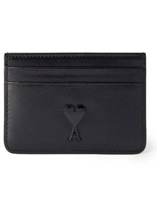 Heart Logo Leather Card Wallet Black - AMI - BALAAN 2