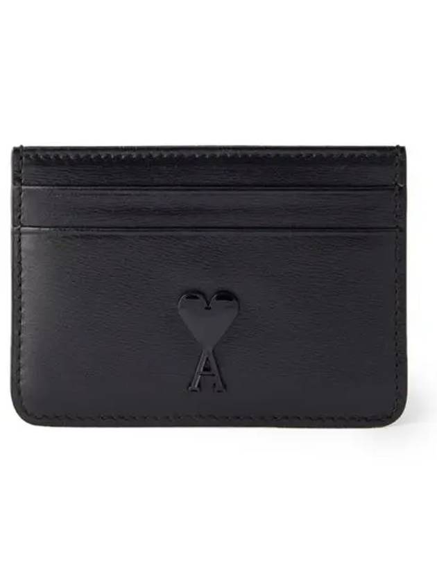 Heart Logo Leather Card Wallet Black - AMI - BALAAN 5