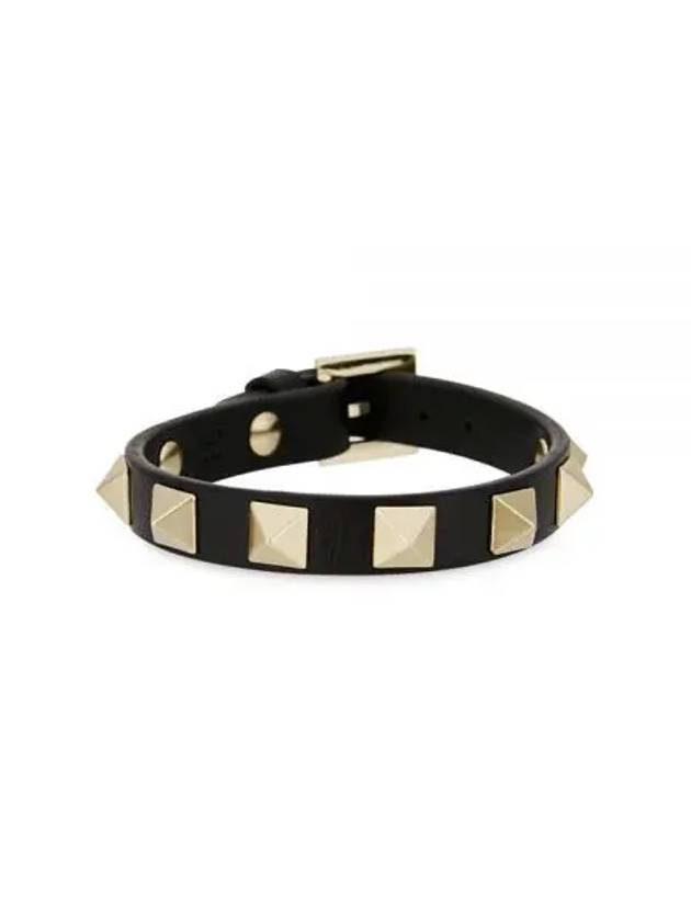 Rockstud Leather Bracelet Black - VALENTINO - BALAAN 2