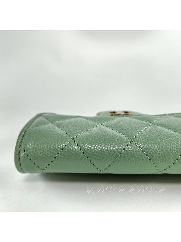 Classic card wallet caviar mint gold logo Knock AP0214 domestic department store AS - CHANEL - BALAAN 8