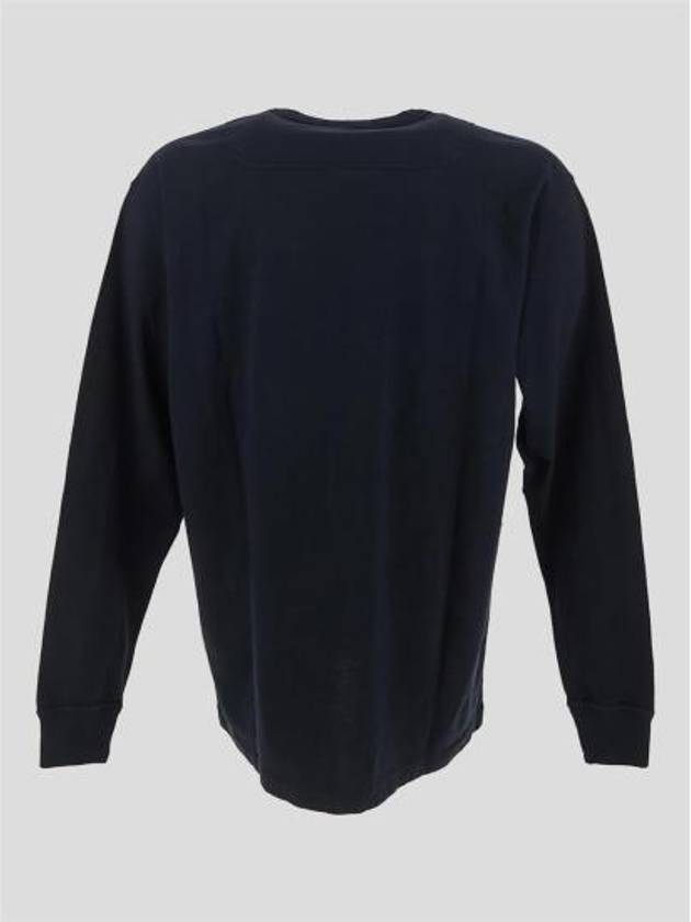 Cotton Jersey Long Sleeve T Shirt Navy - STONE ISLAND - BALAAN 3