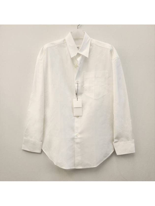 Boxy Fit Poplin Long Sleeve Shirt Natural White - AMI - BALAAN 2