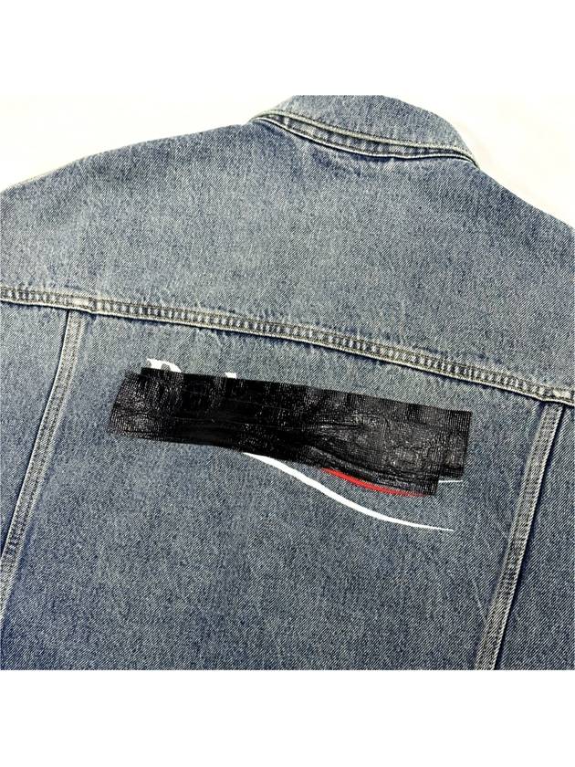 1 Men s Wave Logo Back Tape Overfit Denim Jacket - BALENCIAGA - BALAAN 7