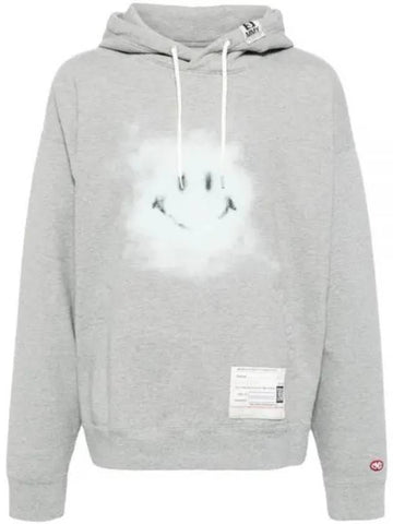 24 A12HD672 GRAY Smiley Face Print Hoodie - MIHARA YASUHIRO - BALAAN 1