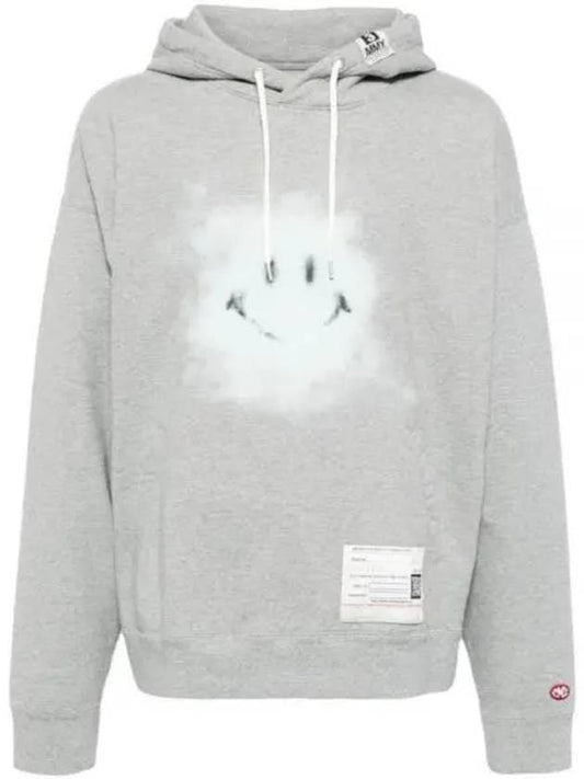 24 A12HD672 GRAY Smiley Face Print Hoodie - MIHARA YASUHIRO - BALAAN 1