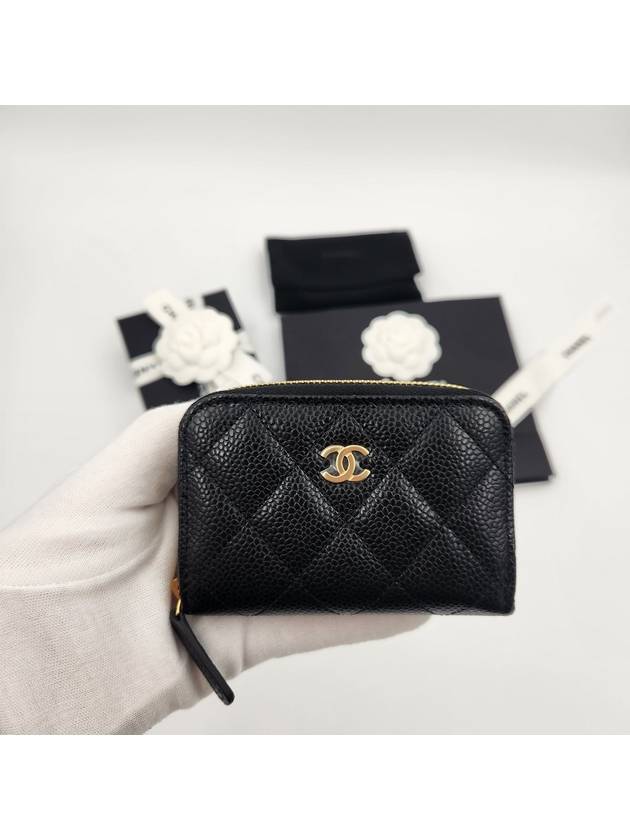 Classic Zipped Coin Purse Grained Calfskin & Gold Black - CHANEL - BALAAN 2